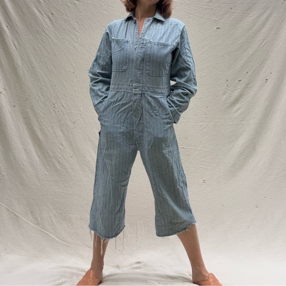 Vintage Herringbone cut off & embroidered coveralls - Picture 9 of 10